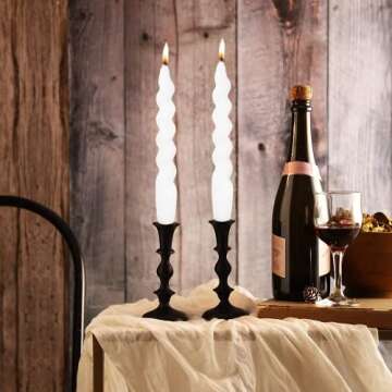 Maitraya Green Spiral Taper Candles Set of 4 for Decor