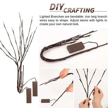 KXCOFTXI 1PCS Lighted Twigs, Lighted Branches with 20 Bright Bulbs, Prelit Branches, Lighted Tree Branches Electric for Indoor, Prelit Branches for Home Romantic Decoration, 30 Inch (Warm Yellow)