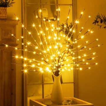 KXCOFTXI 1PCS Lighted Twigs, Lighted Branches with 20 Bright Bulbs, Prelit Branches, Lighted Tree Branches Electric for Indoor, Prelit Branches for Home Romantic Decoration, 30 Inch (Warm Yellow)