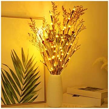 KXCOFTXI 1PCS Lighted Twigs, Lighted Branches with 20 Bright Bulbs, Prelit Branches, Lighted Tree Branches Electric for Indoor, Prelit Branches for Home Romantic Decoration, 30 Inch (Warm Yellow)