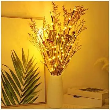 KXCOFTXI 1PCS Lighted Twigs, Lighted Branches with 20 Bright Bulbs, Prelit Branches, Lighted Tree Branches Electric for Indoor, Prelit Branches for Home Romantic Decoration, 30 Inch (Warm Yellow)