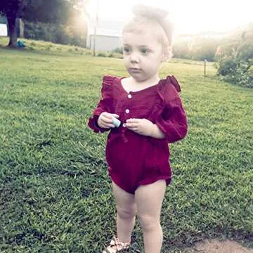 Renotemy Infant Baby Rompers Girl Cotton Linen Romper Long Sleeve Jumpsuits One-Piece Bodysuit Baby Girl Clothes 3-6 Months
