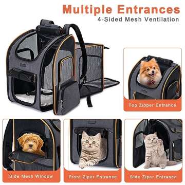 Cat Backpack Carrier, Dog Backpack Carrier for Small Dogs Medium Cats, Airline Approved Expandable P...