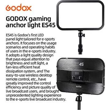 Godox ES45 E-Sports LED Light,CRI≥96/TLCI≥97,2800K-6500K Detachable Remote Controller Continuous Light with Smartphone APP/2.4G Wireless for Electronic Sports, Livestream,Make up and Video Recording