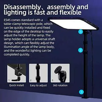 Godox ES45 E-Sports LED Light,CRI≥96/TLCI≥97,2800K-6500K Detachable Remote Controller Continuous Light with Smartphone APP/2.4G Wireless for Electronic Sports, Livestream,Make up and Video Recording