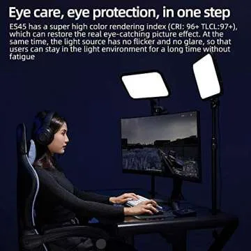 Godox ES45 E-Sports LED Light,CRI≥96/TLCI≥97,2800K-6500K Detachable Remote Controller Continuous Light with Smartphone APP/2.4G Wireless for Electronic Sports, Livestream,Make up and Video Recording