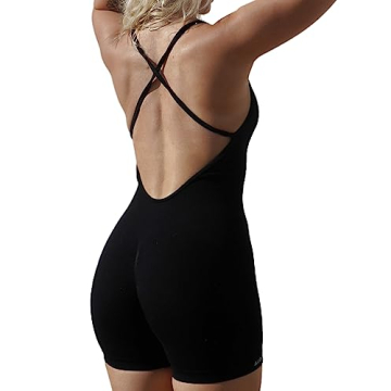 AUROLA Strappy Romper for Women Workout Yoga Gym Seamless One Piece Racerback Jumpsuit Tummy Control...