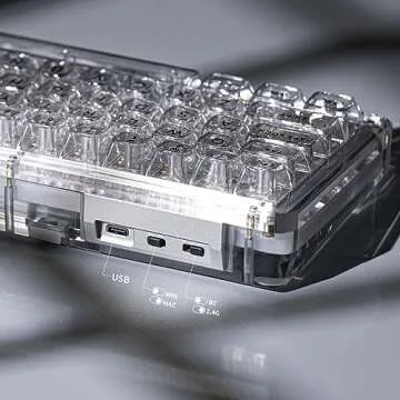 KiiBoom Phantom 68 65% Hot Swappable Crystal Gasket-Mounted Mechanical Keyboard, BT5.0/2.4GHz/USB-C Wired Wireless NKRO Gaming Keyboard with South-Facing RGB, 4000mAh Battery for Win/Mac(White)