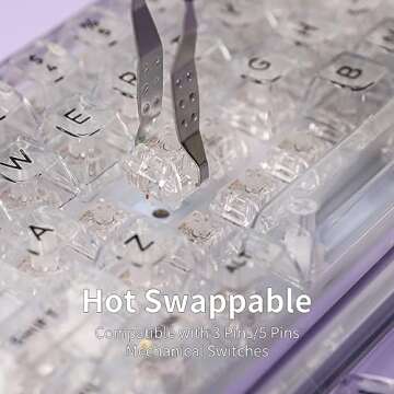 KiiBoom Phantom 68 65% Hot Swappable Crystal Gasket-Mounted Mechanical Keyboard, BT5.0/2.4GHz/USB-C Wired Wireless NKRO Gaming Keyboard with South-Facing RGB, 4000mAh Battery for Win/Mac(White)