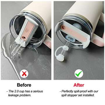 HOMDSG Spill Stopper Set for Stanley Cup 2.0 40oz 30oz, Accessories Including Straw Cover Cap, Fix Leak Stopper and Lid Spill Plug, Clear