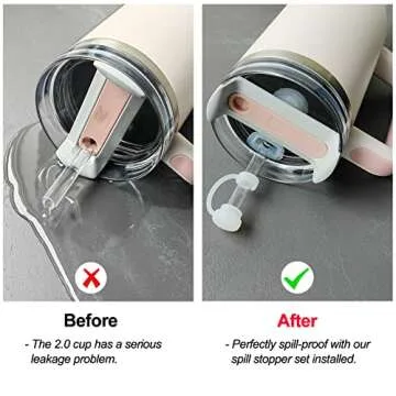 HOMDSG Spill Stopper Set for Stanley Cup 2.0 40oz 30oz, Accessories Including Straw Cover Cap, Fix Leak Stopper and Lid Spill Plug, Clear