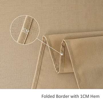 maxmill Rectangle Slubby Textured Tablecloth Waterproof Spillproof Wrinkle Free Table Cloth, Kitchen Dining Tabletop Decoration, Fabric Table Cover for Holiday Dinner Parties, 52 x 70 Inch, Beige