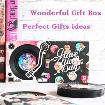 Funny Retro Record Coasters for Drinks with Vinyl Player Holder for Music Lovers,Set of 6 Conversation Piece Sayings Drink Coaster,Housewarming Hostess Wedding Registry Gift Ideas