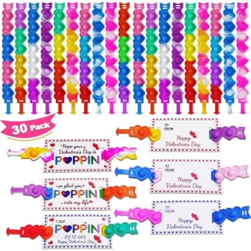 JUNQIU Valentines Day Cards with Pop Bracelets