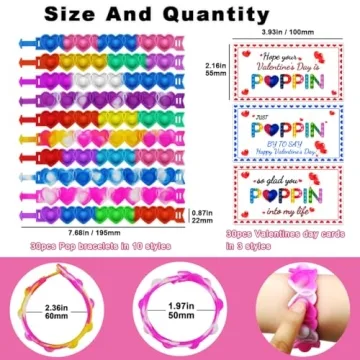 JUNQIU Valentines Day Cards with Pop Bracelets