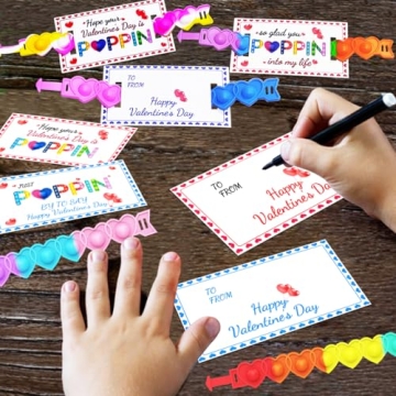 JUNQIU Valentines Day Cards with Pop Bracelets