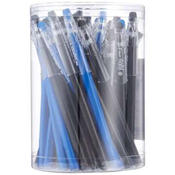 Pilot, FriXion ColorSticks Erasable Gel Ink Pens, Fine Point 0.7 mm, Tub of 36, 24 Black & 12 Blue