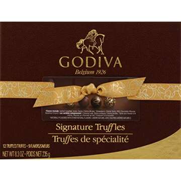 Godiva Chocolatier Assorted Chocolate Truffles Gift Box, Gold Ribbon, 12 pc.