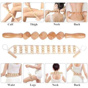 7-in-1 Wood Therapy Massage Tools Lymphatic Drainage Massager for Muscle Pain Relief | Maderoterapia Kit Body Sculpting Tools for Anti-Cellulite, Body Shaping