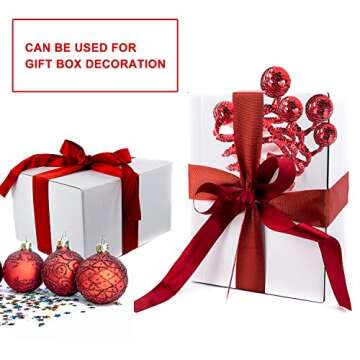 ZHANYIGY 6PC Set Red Christmas Tree Decoration Sequins Ball Curly Pick, Christmas Tree Decorations C...