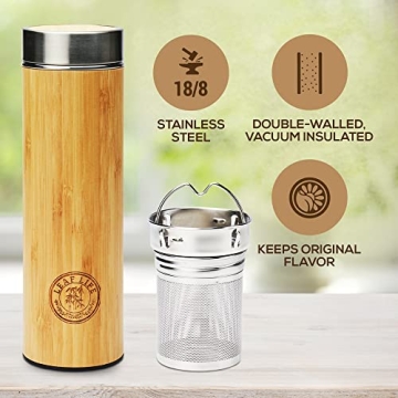 Eco-Friendly Bamboo Tea Bottle - 17oz for Loose Tea