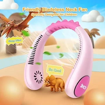 Kids Portable Neck Fan USB Rechargeable 4 Speeds Lightweight