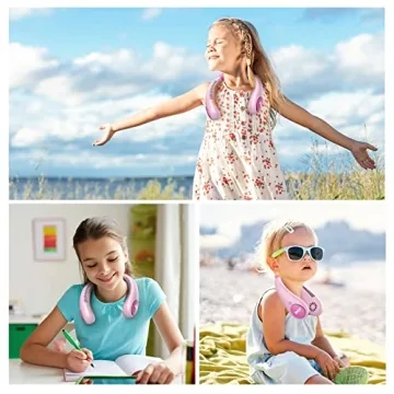 Kids Portable Neck Fan USB Rechargeable 4 Speeds Lightweight