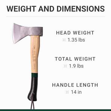 Adler - The Rheinland, 14", German Forged, All-Purpose Wilderness Camping Hatchet, Kindling Splitting & Branch Limbing, Anti-Slip Wood Handle (Red Stripe)