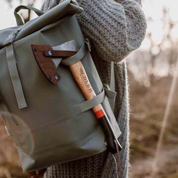 Adler - The Rheinland, 14", German Forged, All-Purpose Wilderness Camping Hatchet, Kindling Splitting & Branch Limbing, Anti-Slip Wood Handle (Red Stripe)