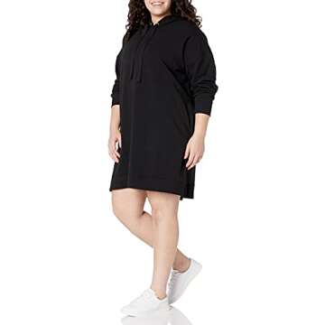 The Drop Women's Iona Long Sleeve Hooded Mini Sweatshirt Dress, Black, S
