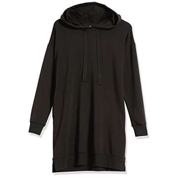 The Drop Women's Iona Long Sleeve Hooded Mini Sweatshirt Dress, Black, S