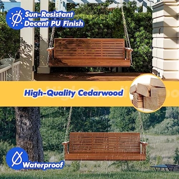 VINGLI Upgraded Wooden Porch Swing 880 LBS Chair