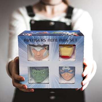 Bazillion Dreams Marvel Avengers 4-Pack Mugs - Superhero-Inspired Glass Cups Featuring Hulk, Captain America, Iron Man, and More!