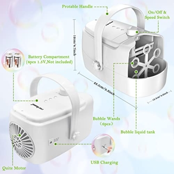 Zerhunt Bubble Machine 18000 BubblesMin Safe Durable Kids Toy