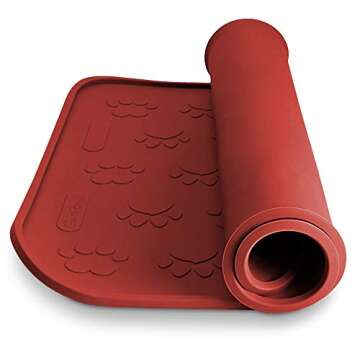 SmithBuilt 24" x 16" Large Dog Food Mat - Waterproof Non-Slip Silicone Cat Pet Bowl Feeding Placemat - Red