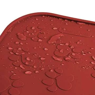 SmithBuilt 24" x 16" Large Dog Food Mat - Waterproof Non-Slip Silicone Cat Pet Bowl Feeding Placemat - Red