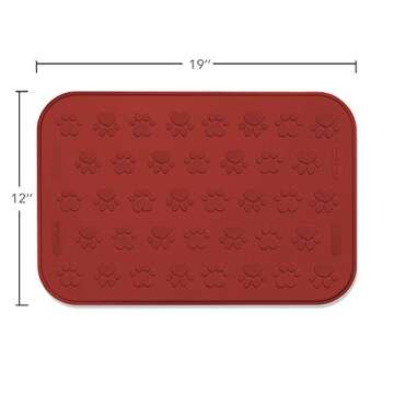 SmithBuilt 24" x 16" Large Dog Food Mat - Waterproof Non-Slip Silicone Cat Pet Bowl Feeding Placemat - Red