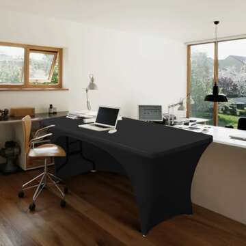 ABCCANOPY Black Spandex Open Back Table Cover for Events