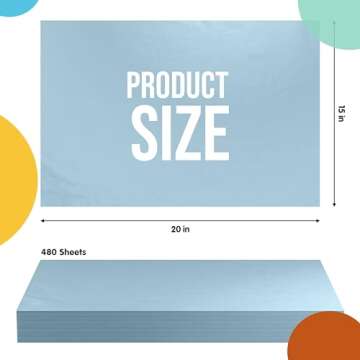Light Blue Tissue Paper for Gift Bags - 15" x 20" Bulk Tissue Paper Light Blue 480 Sheets - 10lb New...