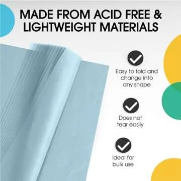 Light Blue Bulk Tissue Paper for Gifts - 480 Sheets