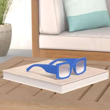 YAMEIZE Vintage Oversized Sunglasses for Women Men Trendy Square Frame UV400 Protection Sun Glasses(Dark blue)