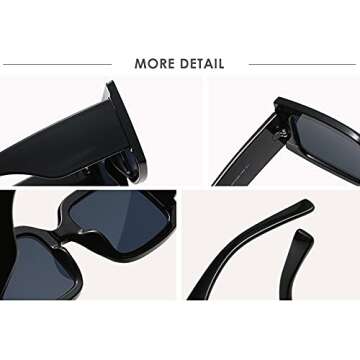 YAMEIZE Vintage Oversized Sunglasses for Women Men Trendy Square Frame UV400 Protection Sun Glasses(Dark blue)