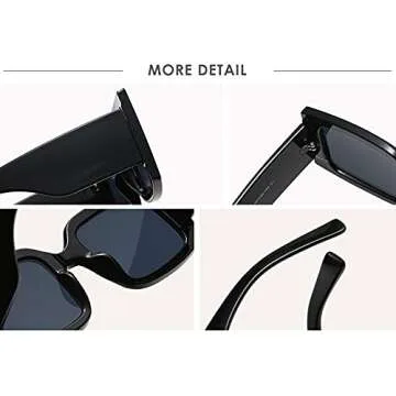 YAMEIZE Vintage Oversized Sunglasses for Women Men Trendy Square Frame UV400 Protection Sun Glasses(Dark blue)