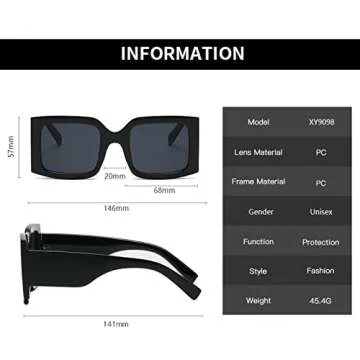 YAMEIZE Vintage Oversized Sunglasses for Women Men Trendy Square Frame UV400 Protection Sun Glasses(Dark blue)