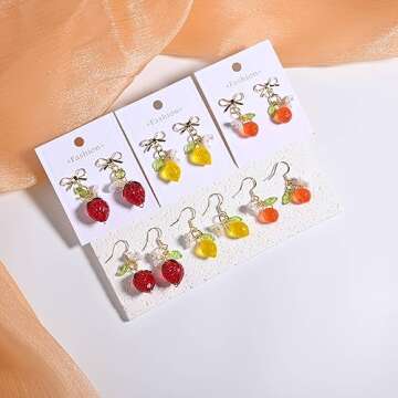 DLYFNVEV Strawberry Earrings Cute 14K Gold Plated Jewelry