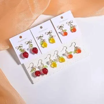 DLYFNVEV Strawberry Earrings Cute 14K Gold Plated Jewelry