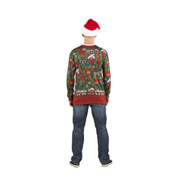 Faux Real Men's 3D Photo-Realistic Ugly Christmas Sweater Long Sleeve T-Shirt, Cardigan, XX-Large