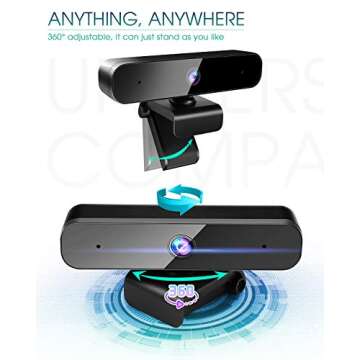 MIMODAY USB Camera (30fps) 1080P for Computer / Laptop / Desktop , 360° Rotatable Plug&Play USB Webcam with Dual Built-in Noise-Reducing Microphones, Auto Low Light Correction, Video Web Camera
