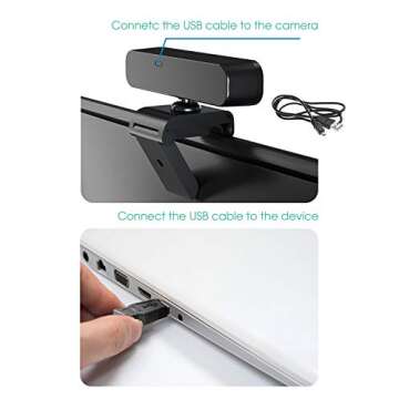 MIMODAY USB Camera (30fps) 1080P for Computer / Laptop / Desktop , 360° Rotatable Plug&Play USB Webcam with Dual Built-in Noise-Reducing Microphones, Auto Low Light Correction, Video Web Camera