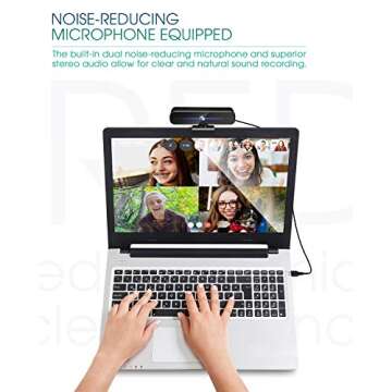 MIMODAY USB Camera (30fps) 1080P for Computer / Laptop / Desktop , 360° Rotatable Plug&Play USB Webcam with Dual Built-in Noise-Reducing Microphones, Auto Low Light Correction, Video Web Camera